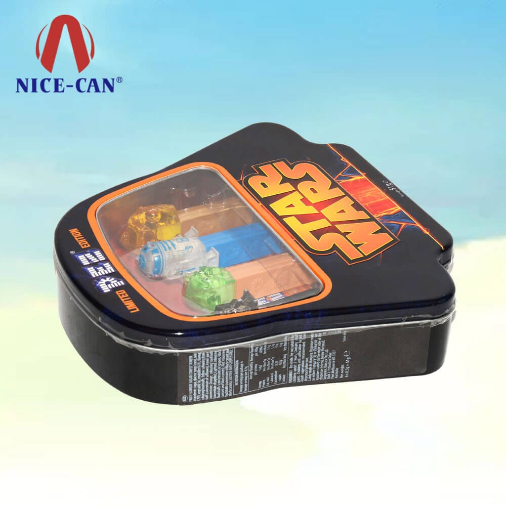 High quality custom irregular shape metal tin box Star Wars shaped tin box