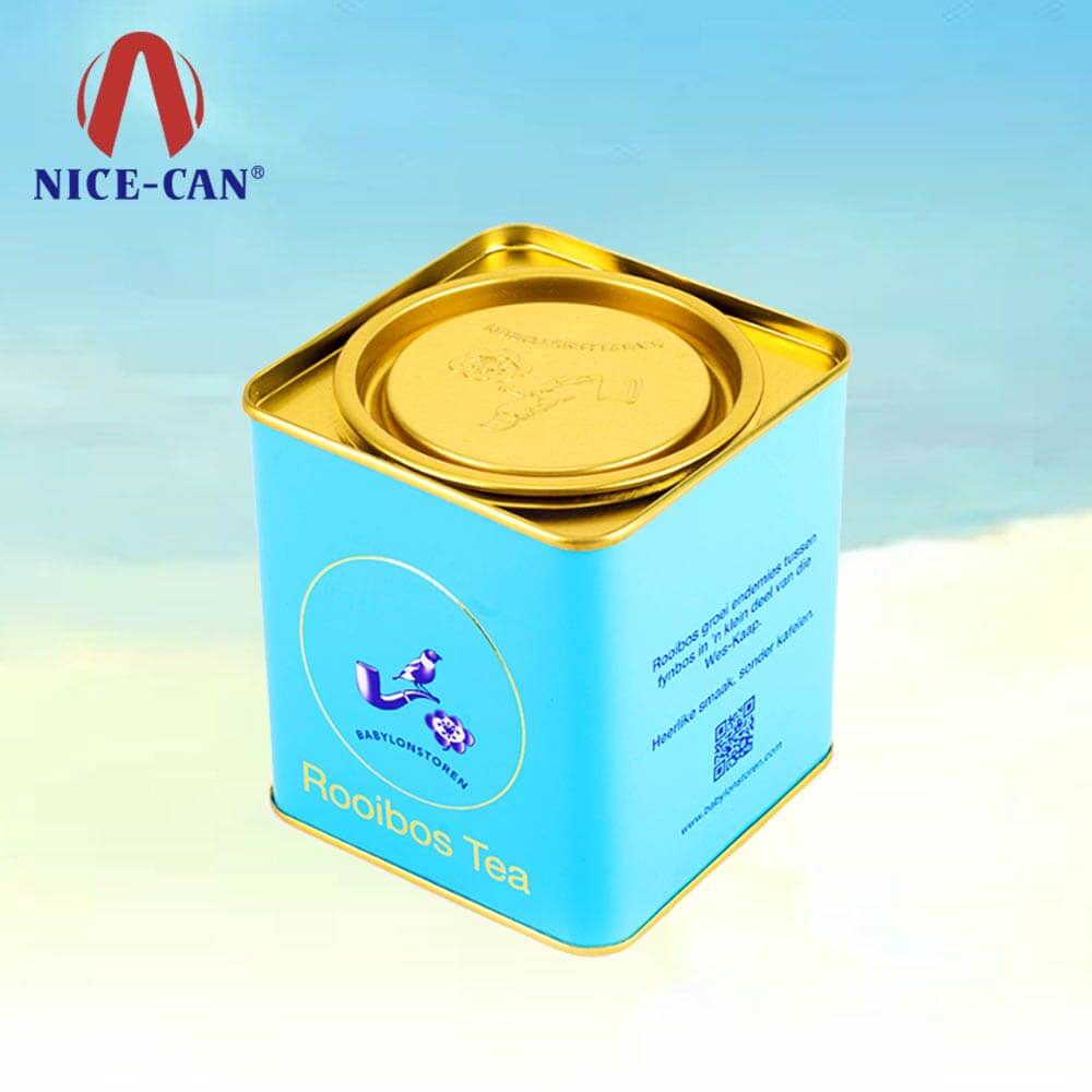 squrae chinese tea caddy tin box packaging wholesale tea tins tin box