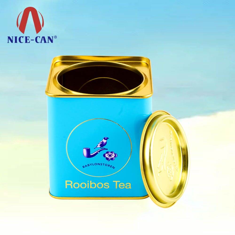 squrae chinese tea caddy tin box packaging wholesale tea tins tin box