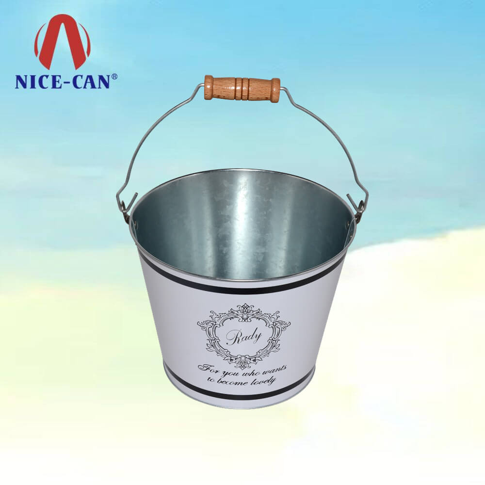 Custom round large black/white metal beer tin wine ice bucket cooler