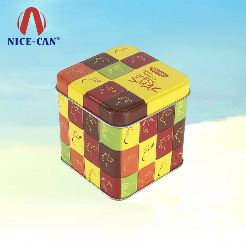  Wholesale Custom Food-grade Cube Biscuit Metal Tin Box Cookie Tin Can
